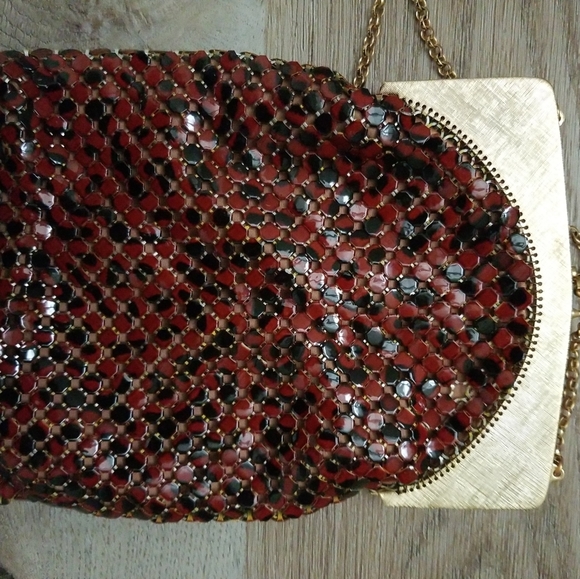 Vintage Whiting & Davis Gold Metal Brown Mesh Bag - Picture 4 of 4